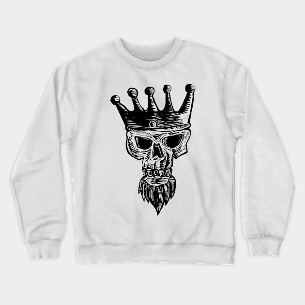 King Beard Skull Scratchboard Crewneck Sweatshirt by patrimonio